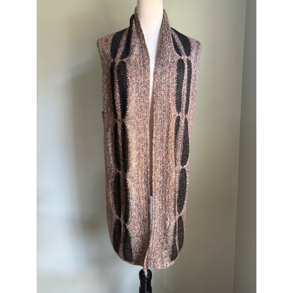 Chicos Randall Vest Sweater Sleeveless boho Brown whimsi retro Knit cottage‎  L